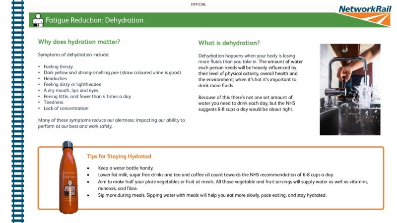 konsulent Byblomst linje Fatigue Fact Sheet – Dehydration | Safety Central