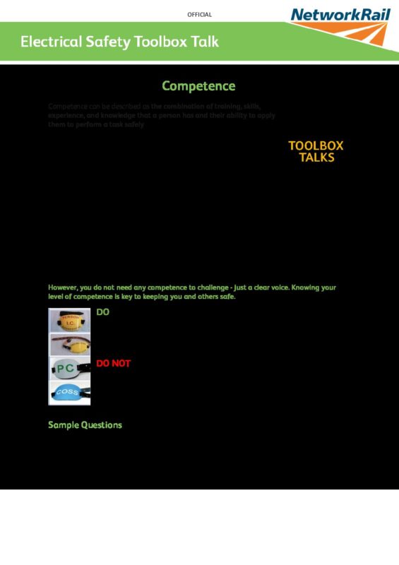 Electrical Safety Toolbox Talk Competence Safety Central